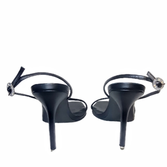 Black Suede Studio Carla Black Leather Strappy stiletto heel Sling back Sandal - Picture 7 of 10